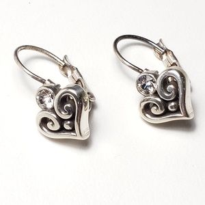 Brighton Silver Heart With Crystal Earrings